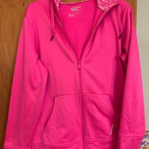 REEBOK Women's Large Pink Breast Cancer Workout Ready Collection Sweatshirt Hood